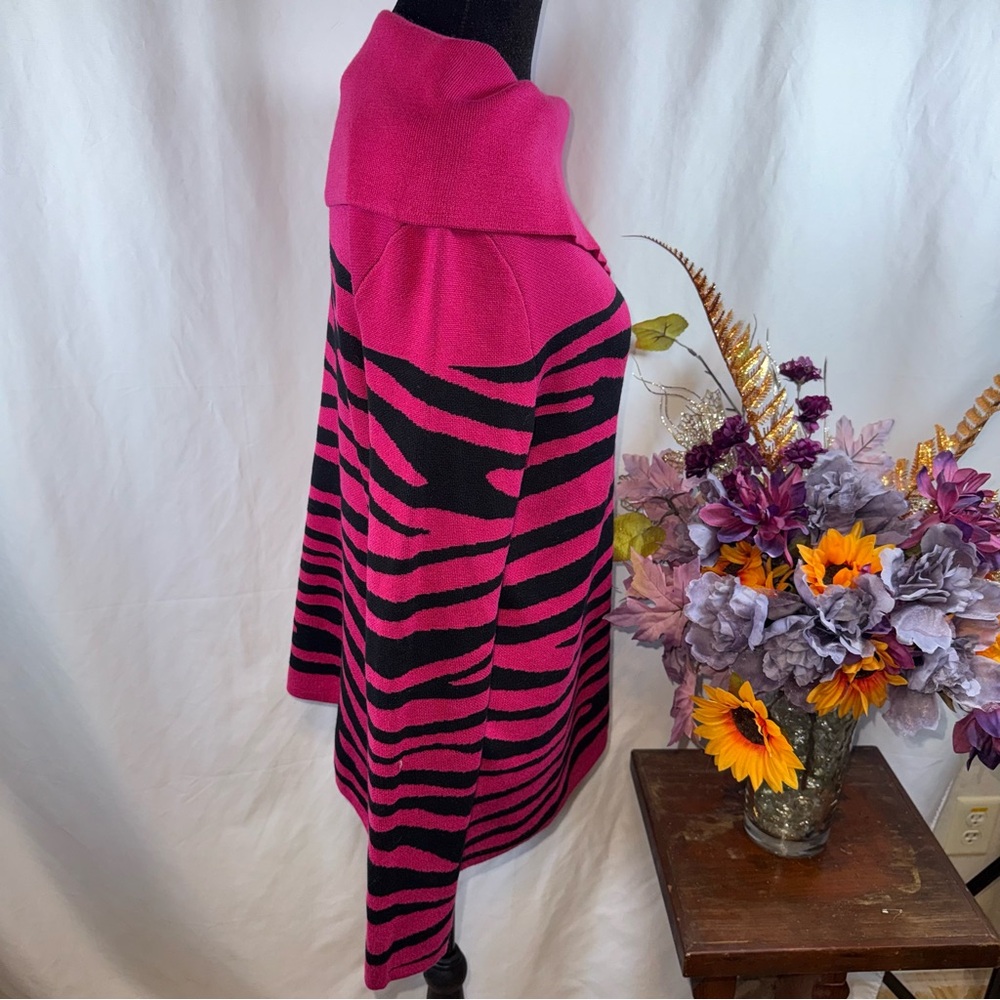 Investments Pink Black Zebra Cowl Neck Sweater Soft Knit Size S - Picture 4 of 7